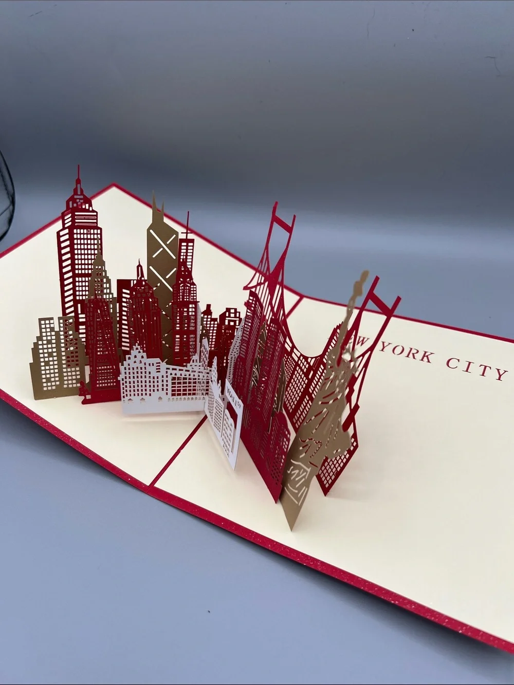New York City Pop-Up Greeting Card - Red, Gold, White